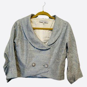 light blue and silver Carolina Herrera swing jacket
